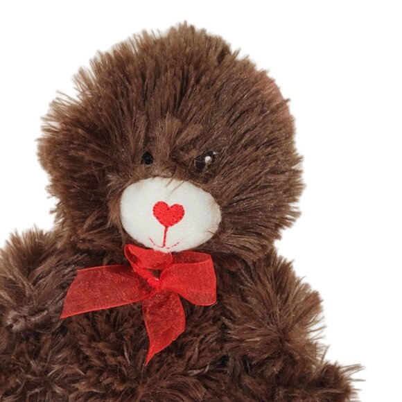 Greenbrier Brown Bear Plush Stuffed Animal Heart Nose with Glitter Ears and Feet - Picture 2 of 7